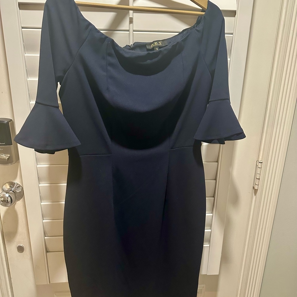 ABS Allen Schwartz Navy Long Sleeve Dress